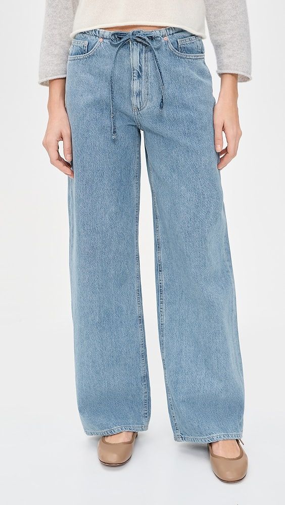 Sienna Aura Low Slung Wide Leg Relaxed Jeans - River Aura