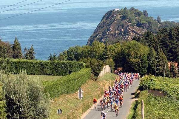 Up from the coastline, the riders really start to work