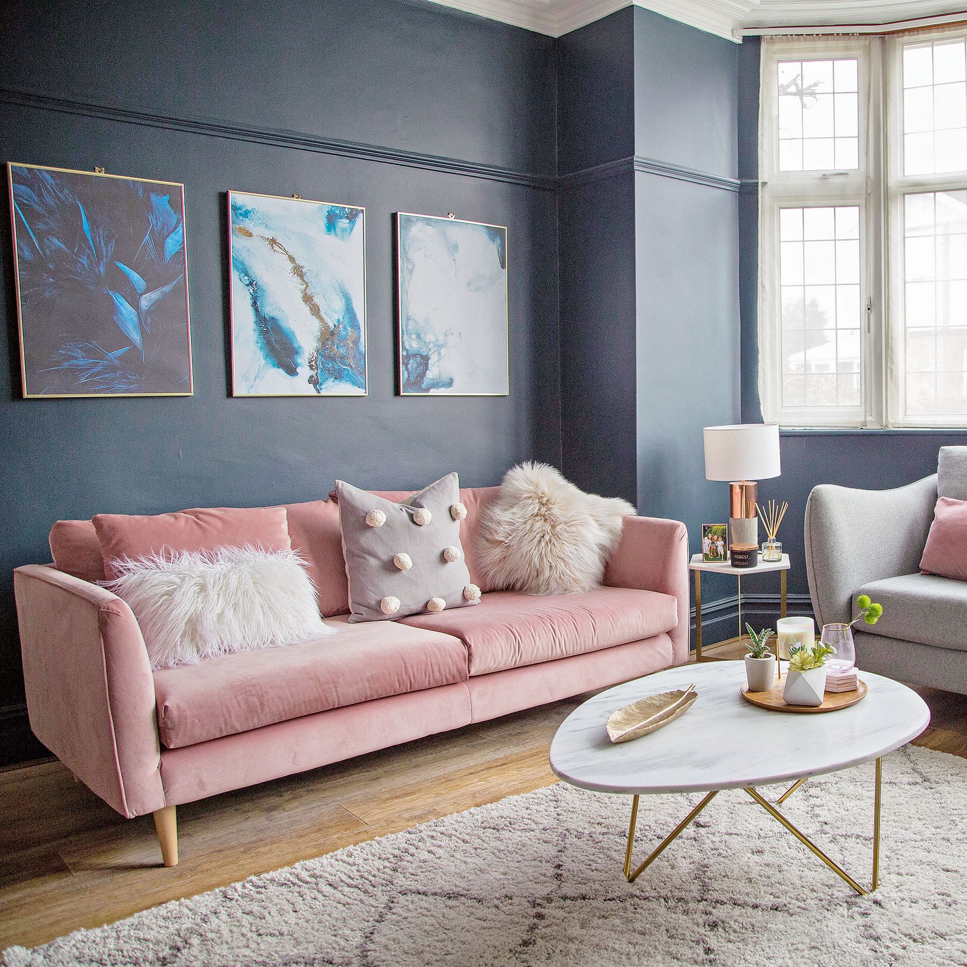 Pink and grey living room ideas - work this popular duo | Ideal Home