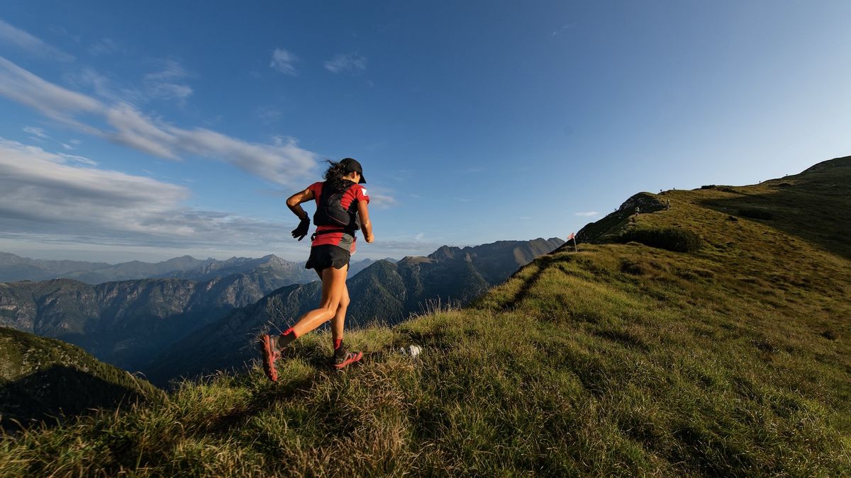 person running in hills