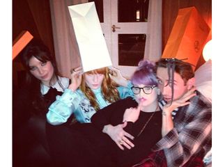 Daisy Lowe, Florence Welch, Kelly Osbourne and Nick Grimshaw at Alexa Chung's 30th birthday party