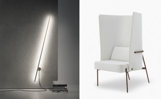 wall light & white armchair