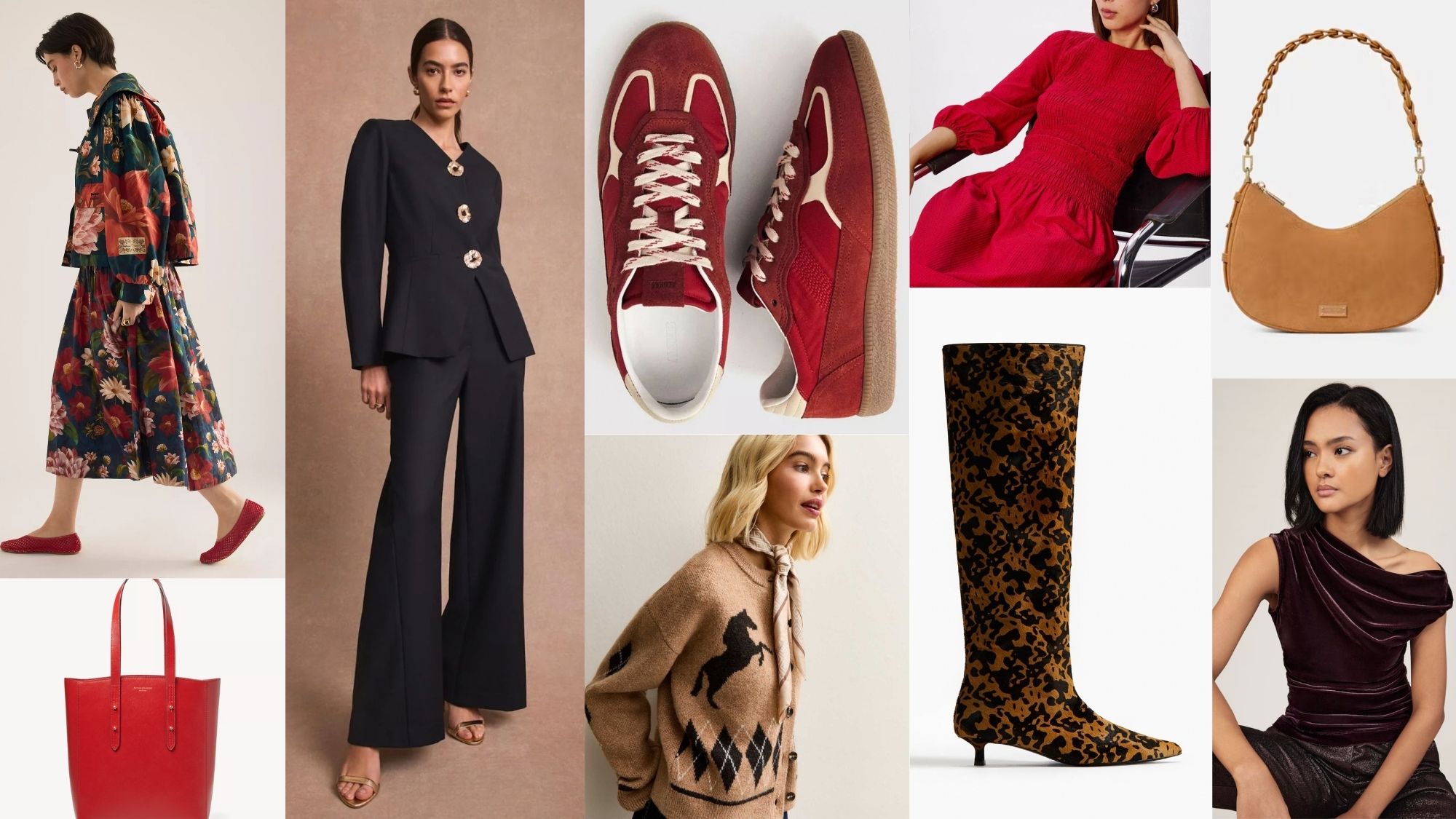 A collage of various trend-led wardrobe updates from the article