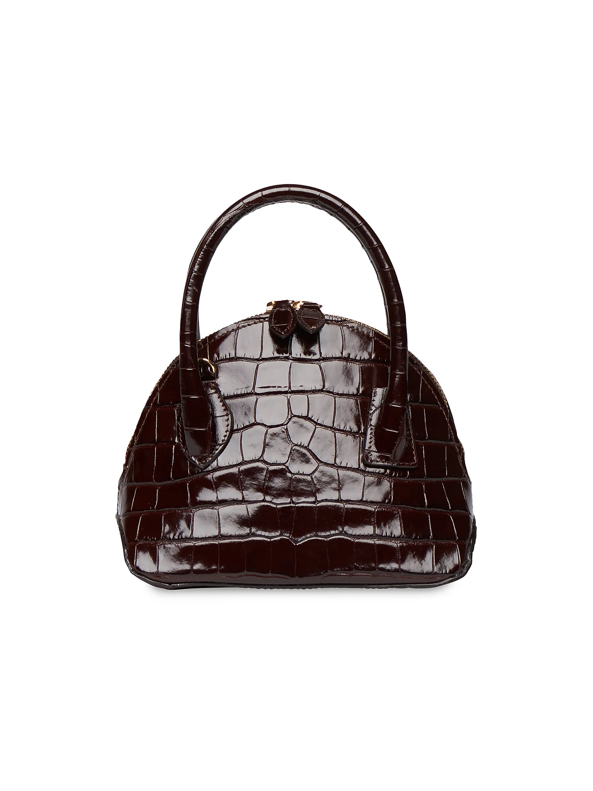 Mini Croc-Embossed Leather Bowler