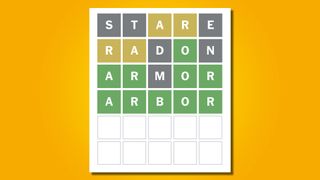 Wordle 615 answer on a yellow background