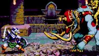 Dungeon lurker screenshot showing knight facing off against Mammoth creature.