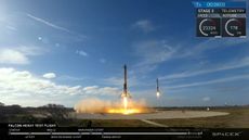 SpaceX's Falcon Heavy rocket launched from its launchpad in Cape Canaveral, Florida, on Feb. 6, 2018.