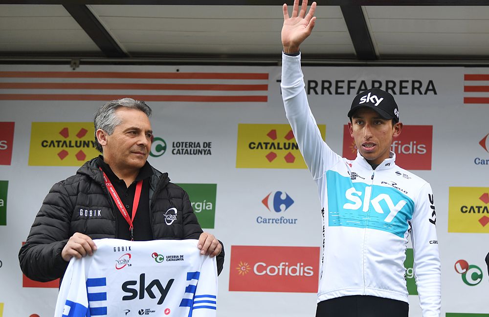 Egan Bernal (Team Sky) leads youth classification, and is second overall, at Volta a Catalunya