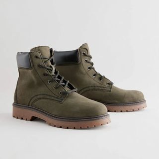 Khaki lace up boots