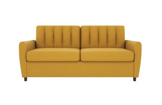 A yellow mustard sleeper sofa