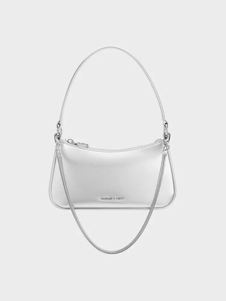 Charles & Keith, Elspeth Metallic Curved Shoulder Bag
