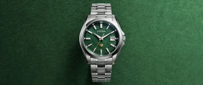 Green Citizen watch on green background