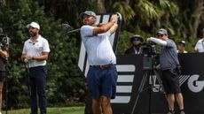 Wesley Bryan tees off at the LIV Golf Duels event