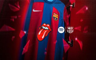 FC Barcelona shirt with the Rolling Stones logo