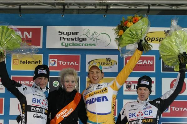 Men's podium (l-r): Radomir Simunek Jr., 2nd; Tom Meeusen, 1st; Dieter Vanthourenhout, 3rd