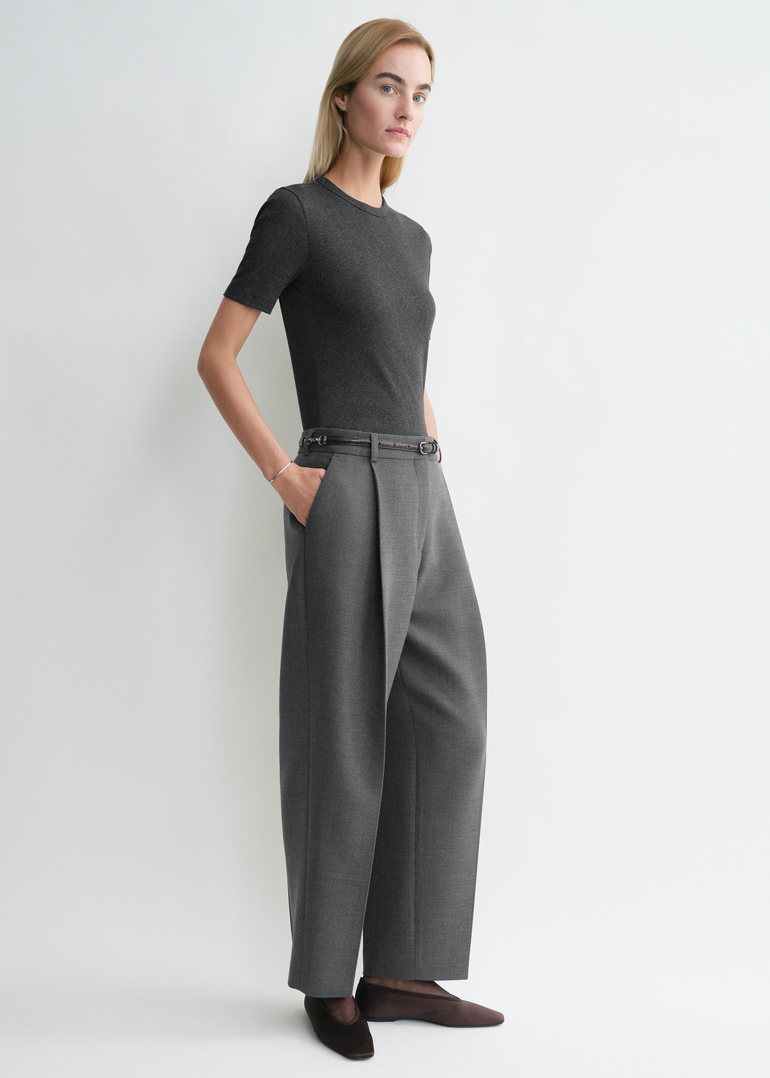 Classic Rib Tee Charcoal Melange