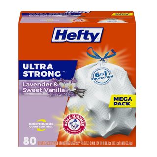 Hefty Ultra strong lavender and sweet vanilla trash bags