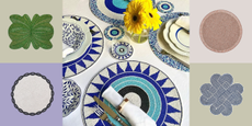 decorative beaded placemats in varying colors
