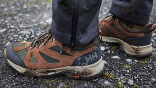 Man wearing Helly Hansen Switchback Trail Low-Cut Helly Tech hiking boots