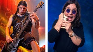 A composite photograph of Metallica’s Robert Trujillo and Ozzy Osbourne
