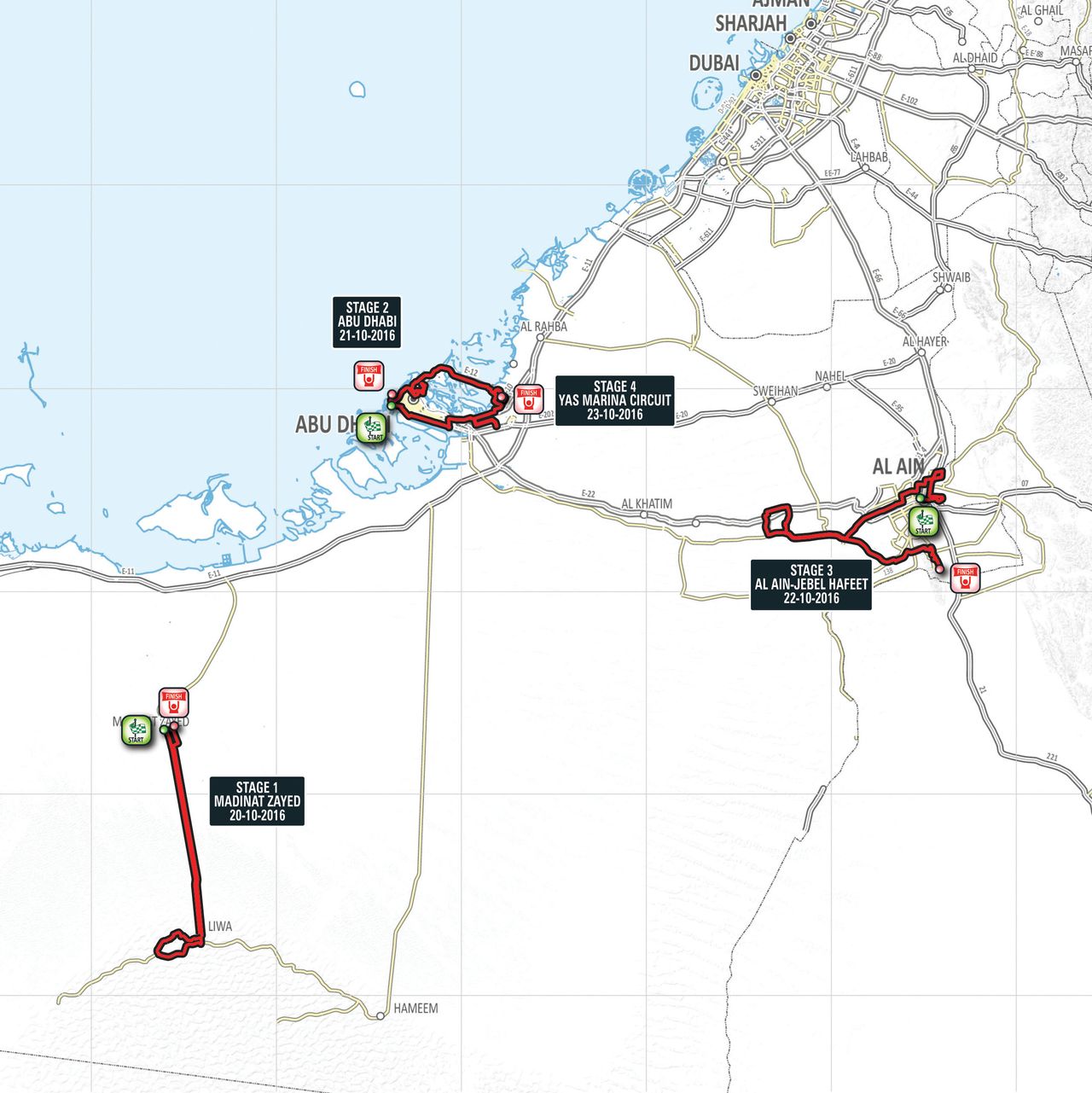 The 2016 Abu Dhabi Tour features four stages