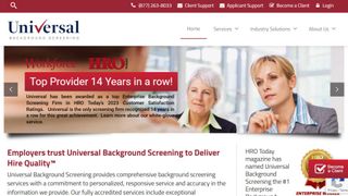Universal Background Screening website screenshot