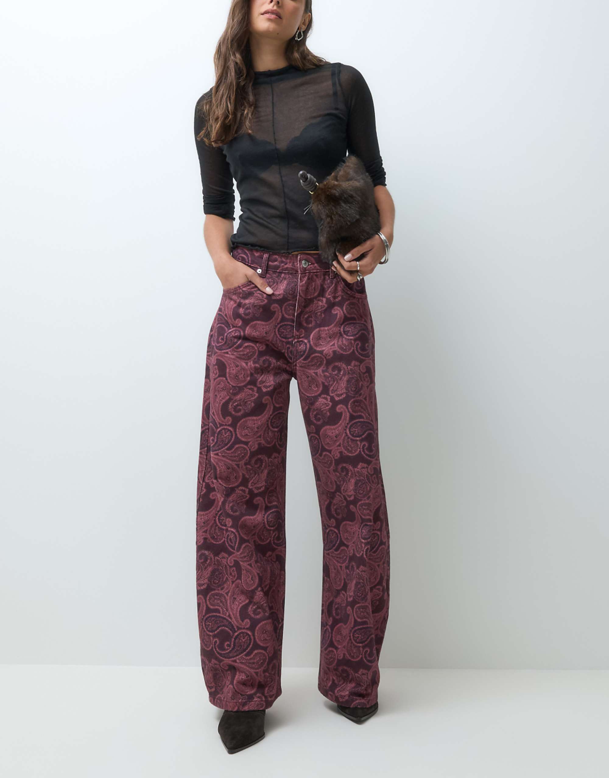 Reclaimed Vintage Baggy Jean in Paisley Print