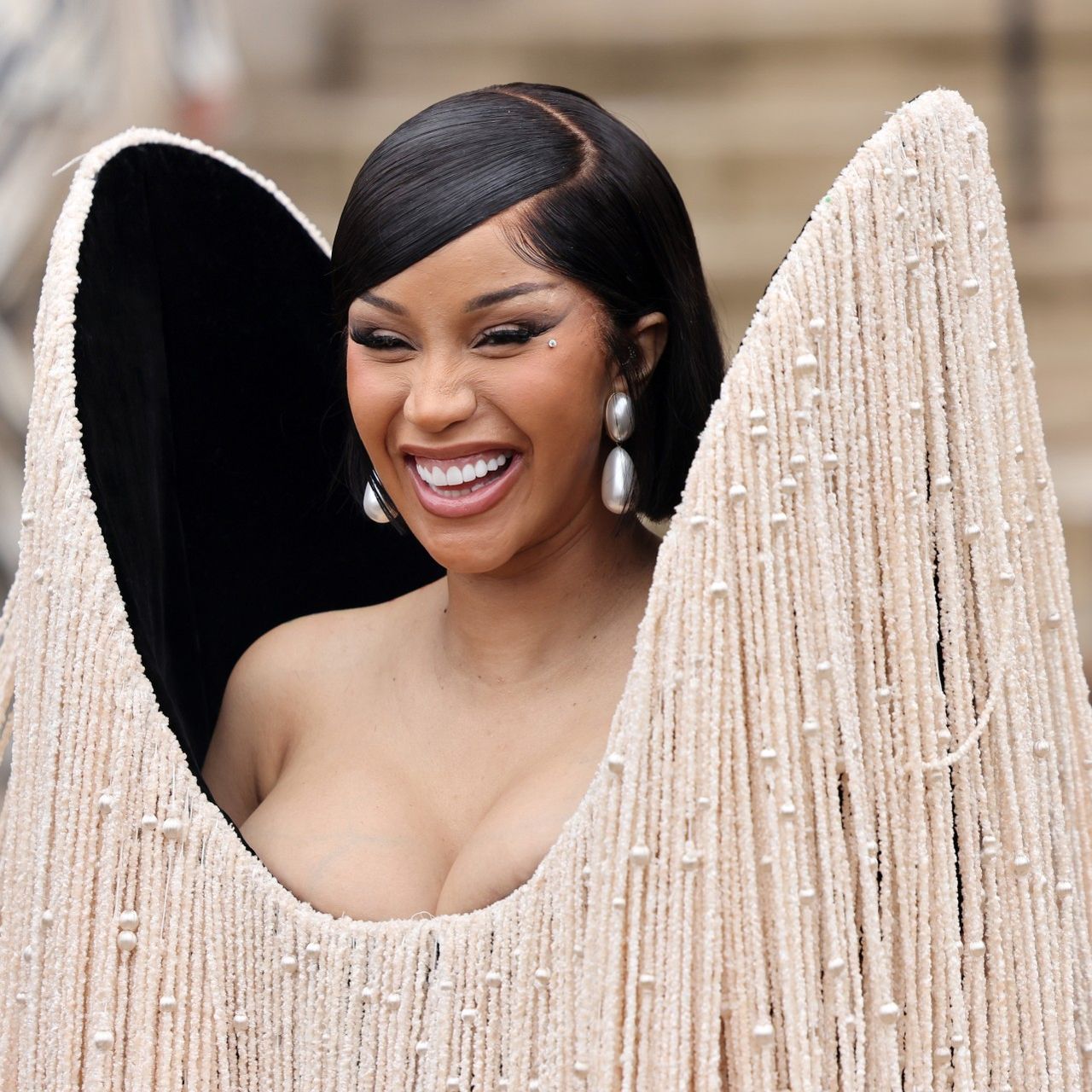 Cardi B attends the Schiaparelli show during Paris Fashion Week