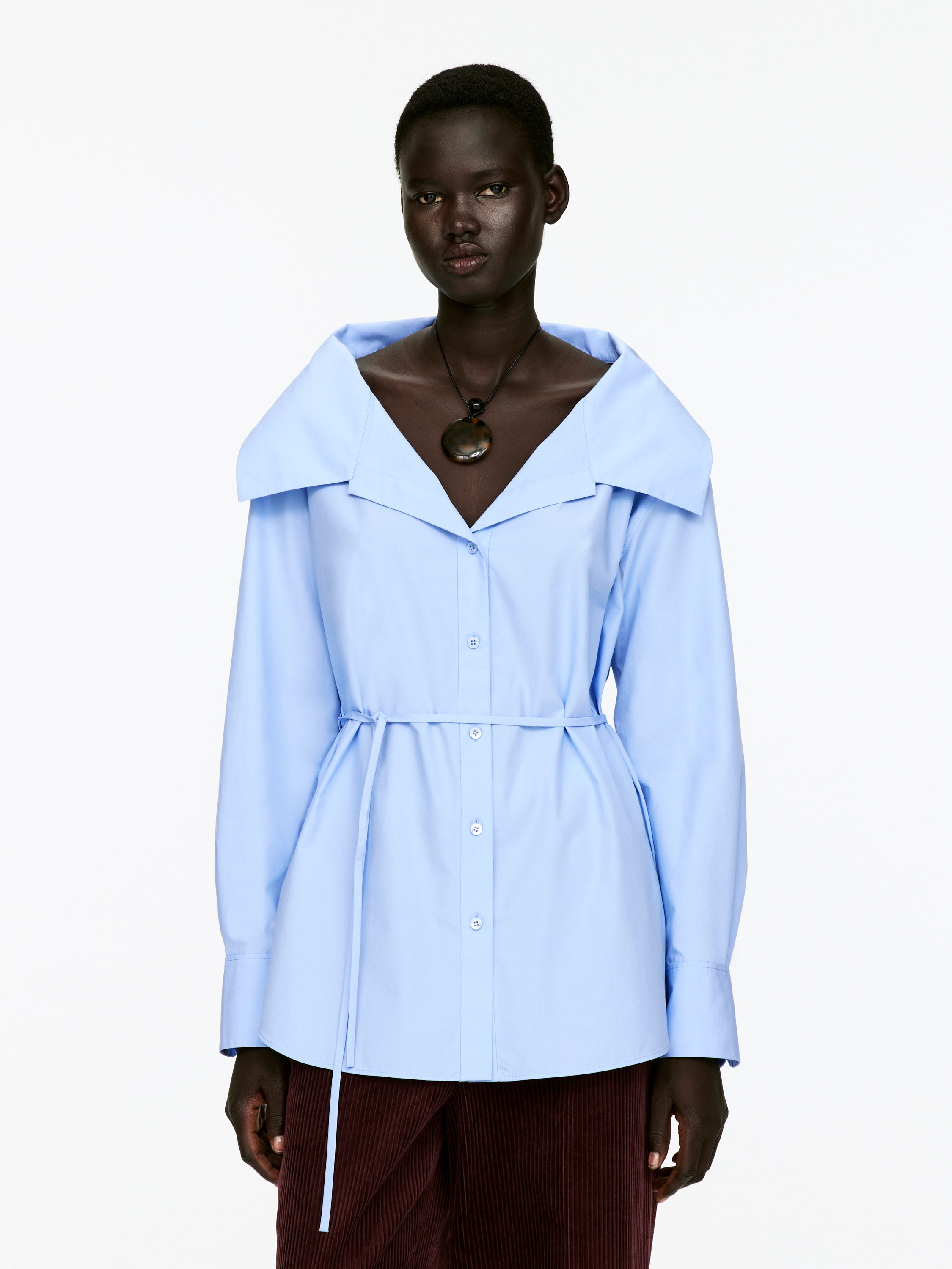 Wide-Collar Blouse &amp;ndash; Light Blue &amp;ndash; Women &amp;ndash; Arket Gb