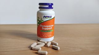 Now Menopause Support container and capsules on a table