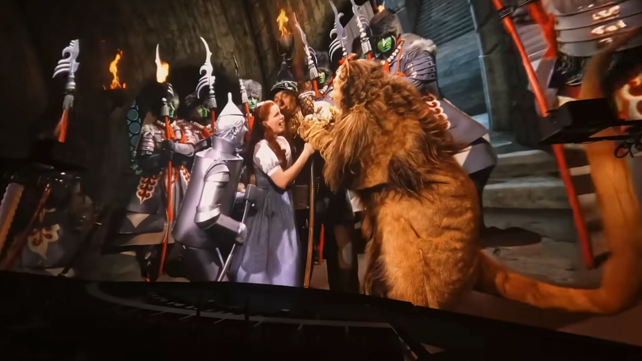 A scene from The Wizard of Oz being projected onto the screen at Sphere.