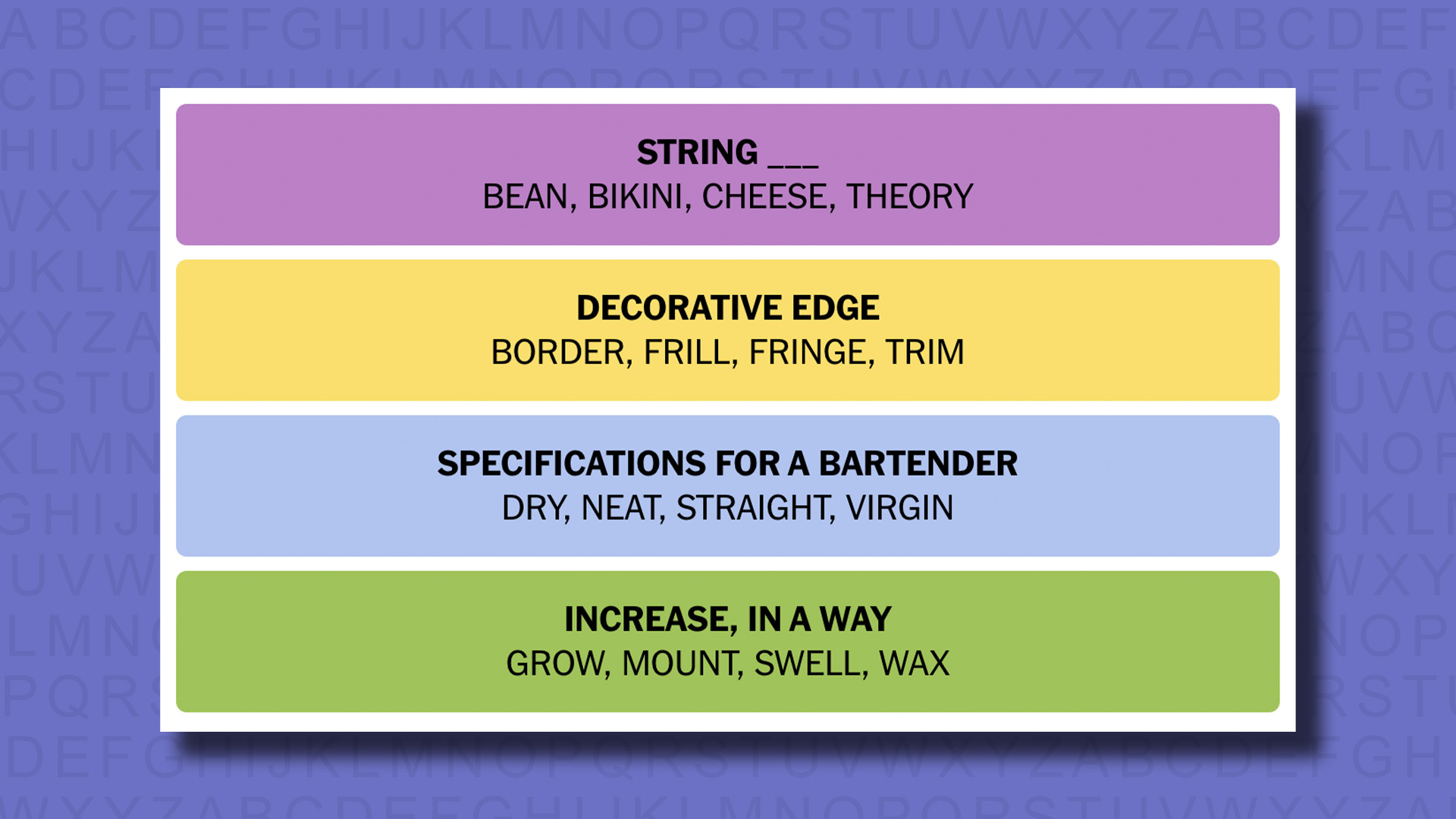 NYT Connections answers for game 473 on purple background