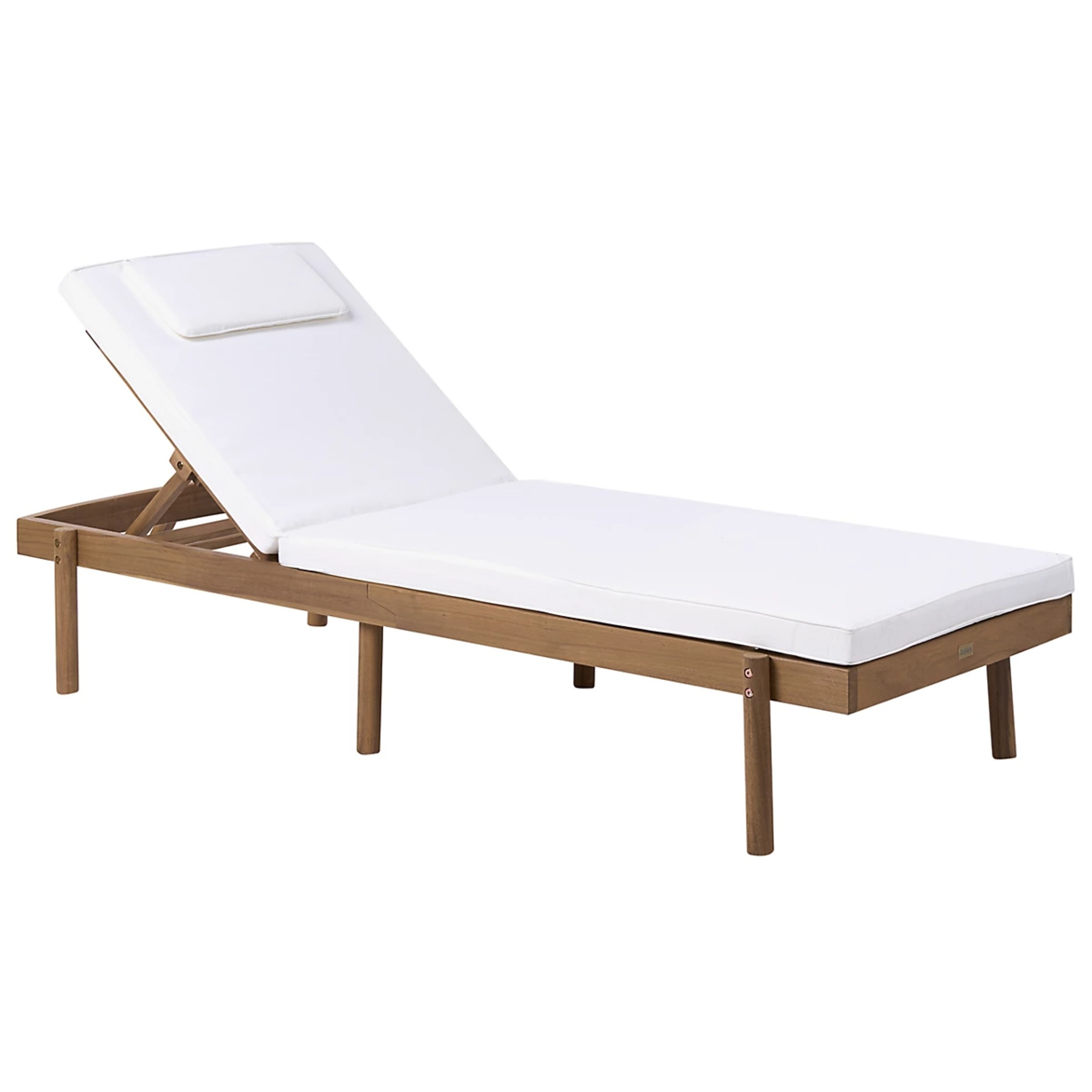 Beliani Sun Lounger with Cushion MARCETELLI Acacia Wood White