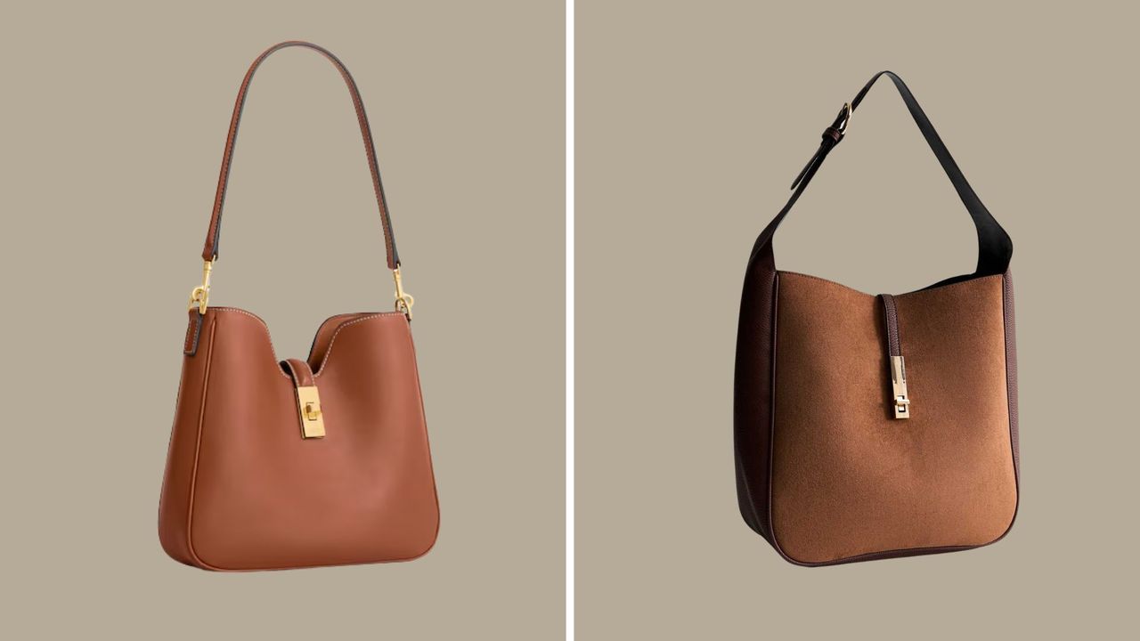 Two side by side images of Celine handbag and New Look