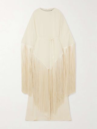 Draped Fringed Crepe Kaftan