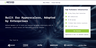 A website screenshot of HEFICED bare metal servers