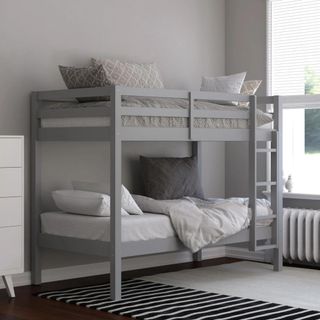 Heriberto Twin Over Twin Solid Wood Standard Bunk Bed in grey