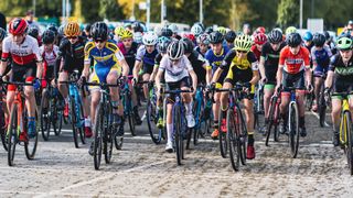 The start of a cyclocross race