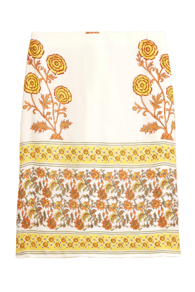 J.Crew, Knee-Length Skirt in Sunset Rose Block Print