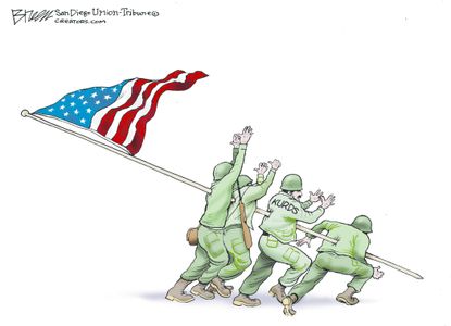 Political Cartoon U.S. Kurds Syria Trump Backstab Iwo Jima