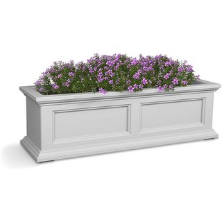 white self-watering window box from Mayne on white background