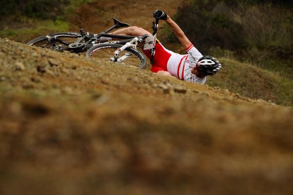 Christoph Soukop (Union RC Hitec Team) crashes on a downhill
