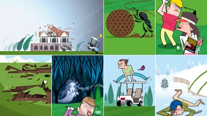 A montage of good excuses for bad golf shots