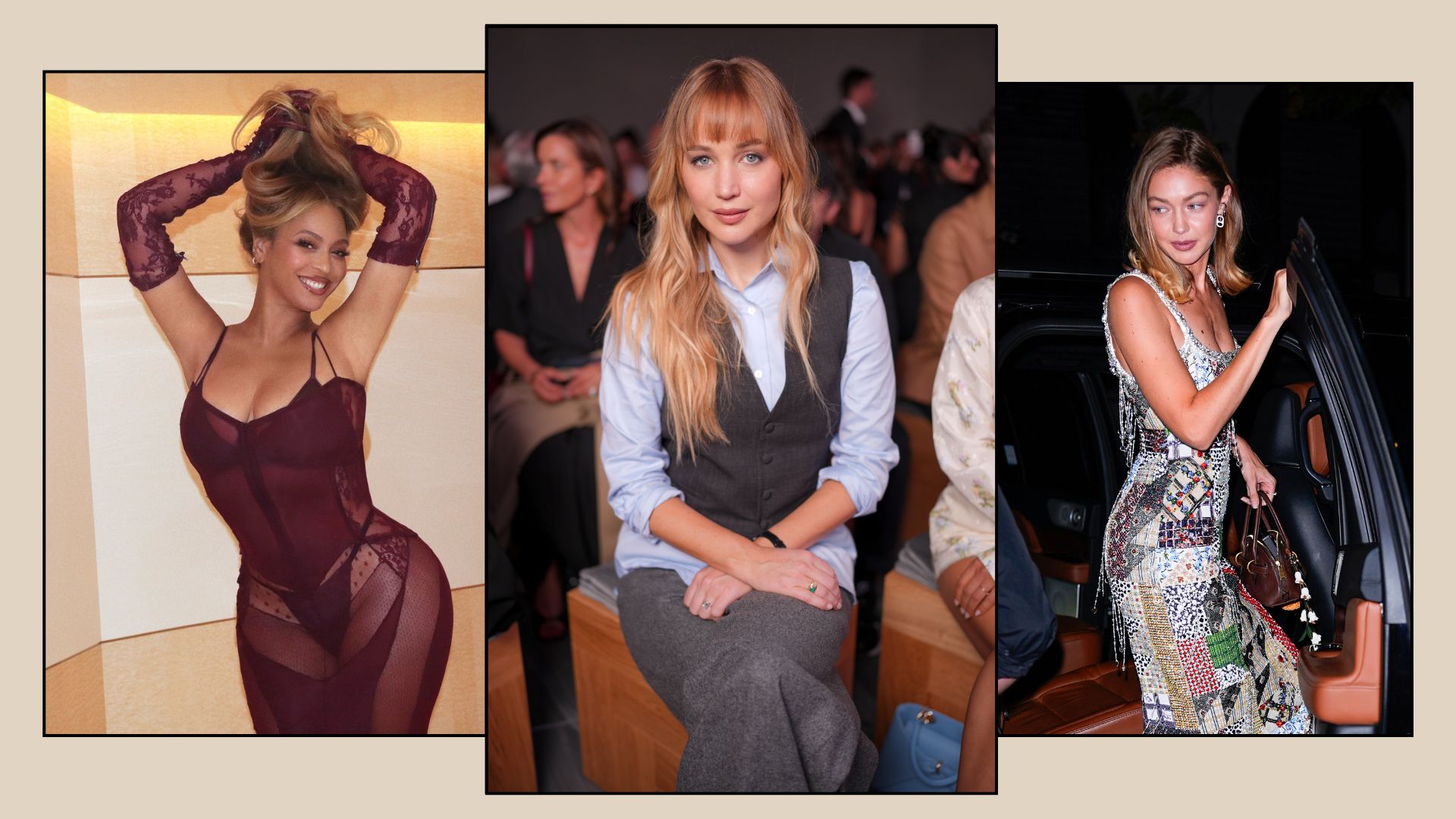 Beyonce, Jennifer Lawrence and Gigi Hadid with toasted blonde hair