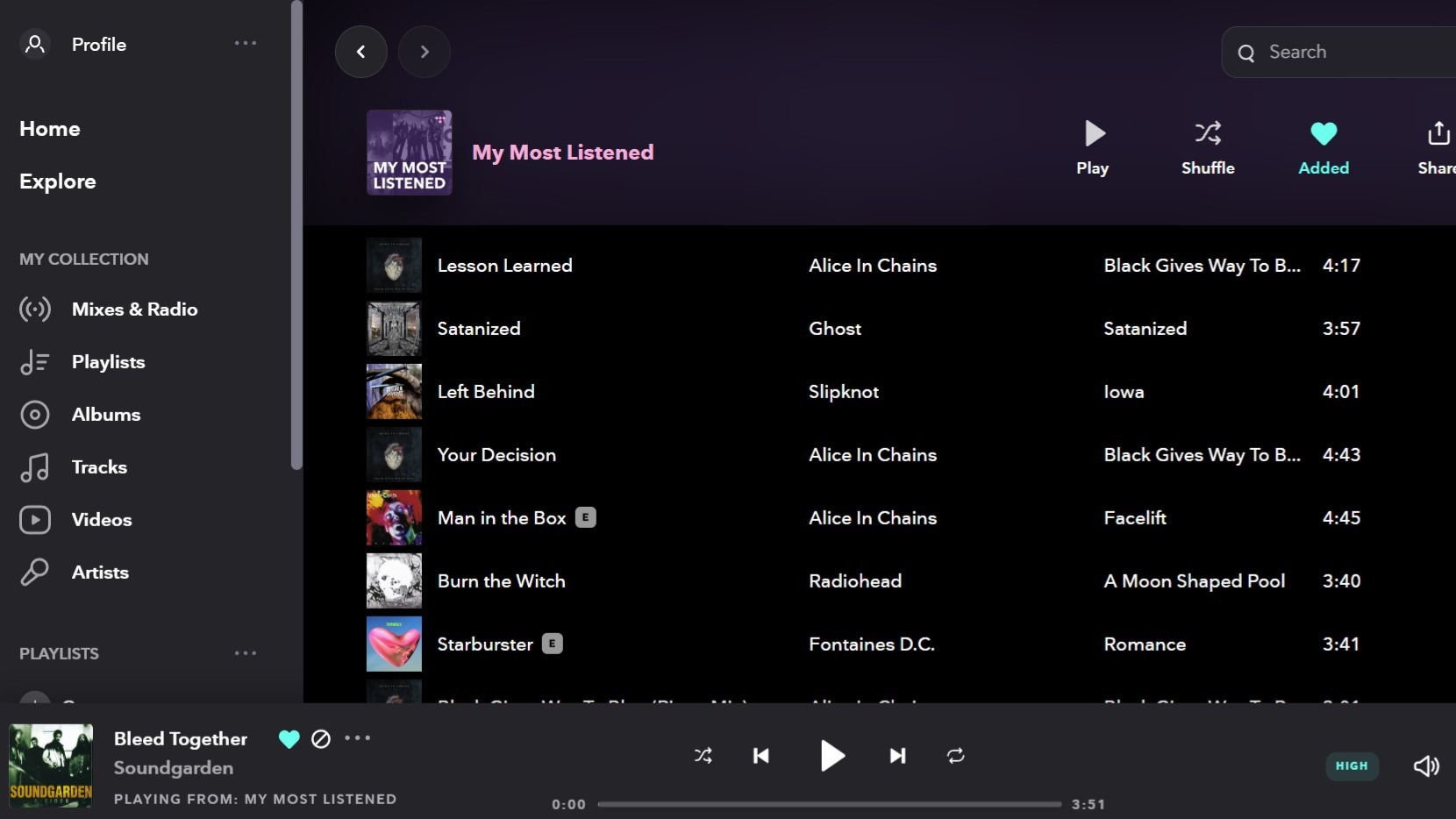 Tidal desktop playlist screenshot