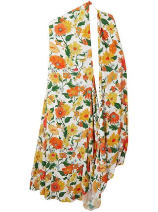 Lady Garden-Print Asymmetric Gown