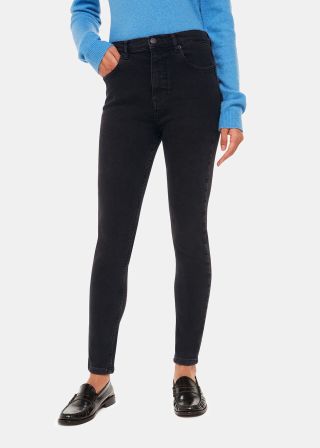 Black stretch -shaped thin jean