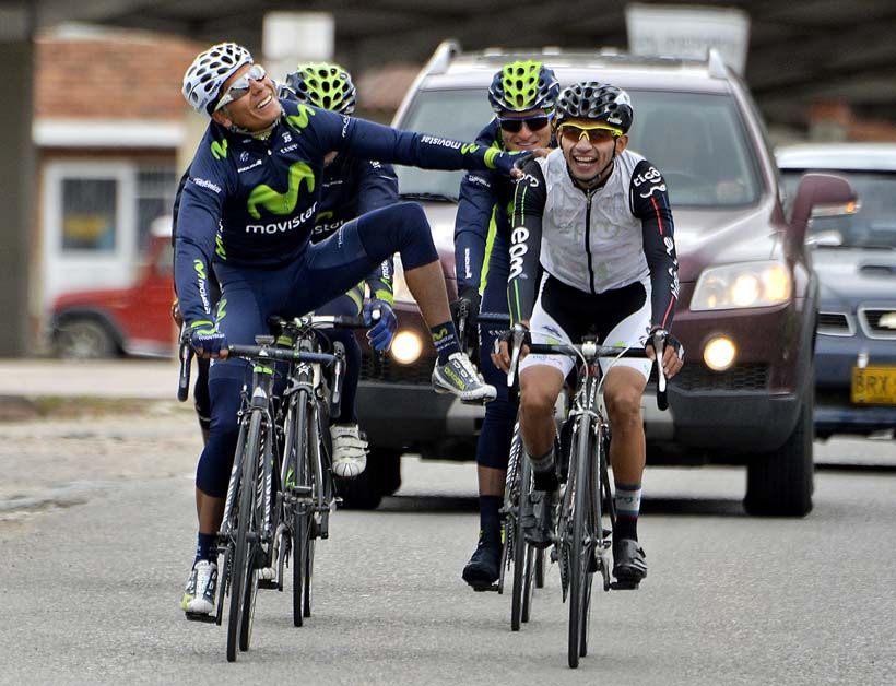 Nairo Quintana has some fun on the bike