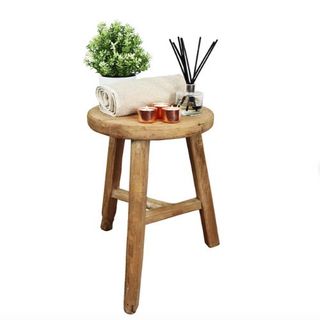rustic wooden stool for bathroom