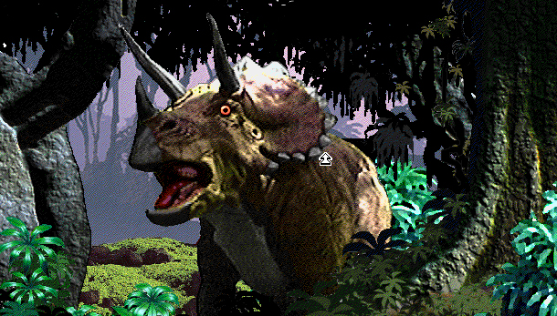 A triceratops roars